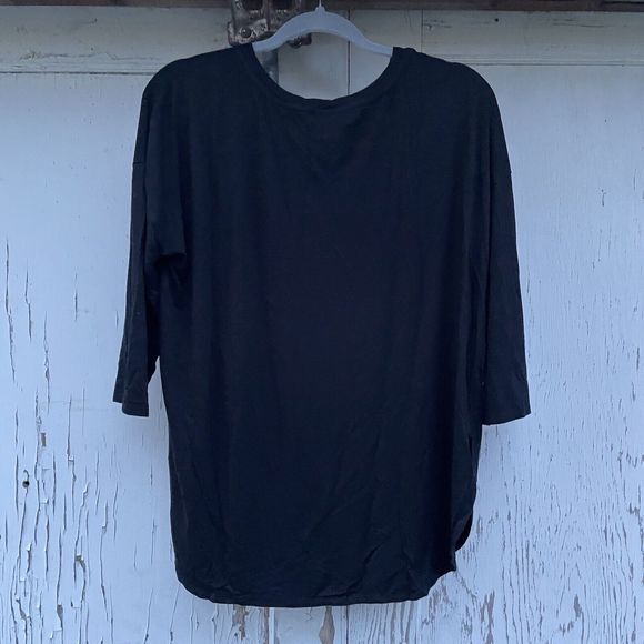 Babaton Aritzia Norris Shirt Women's Size Large Black 3/4 Sleeve Side Slits Top - Picture 8 of 15
